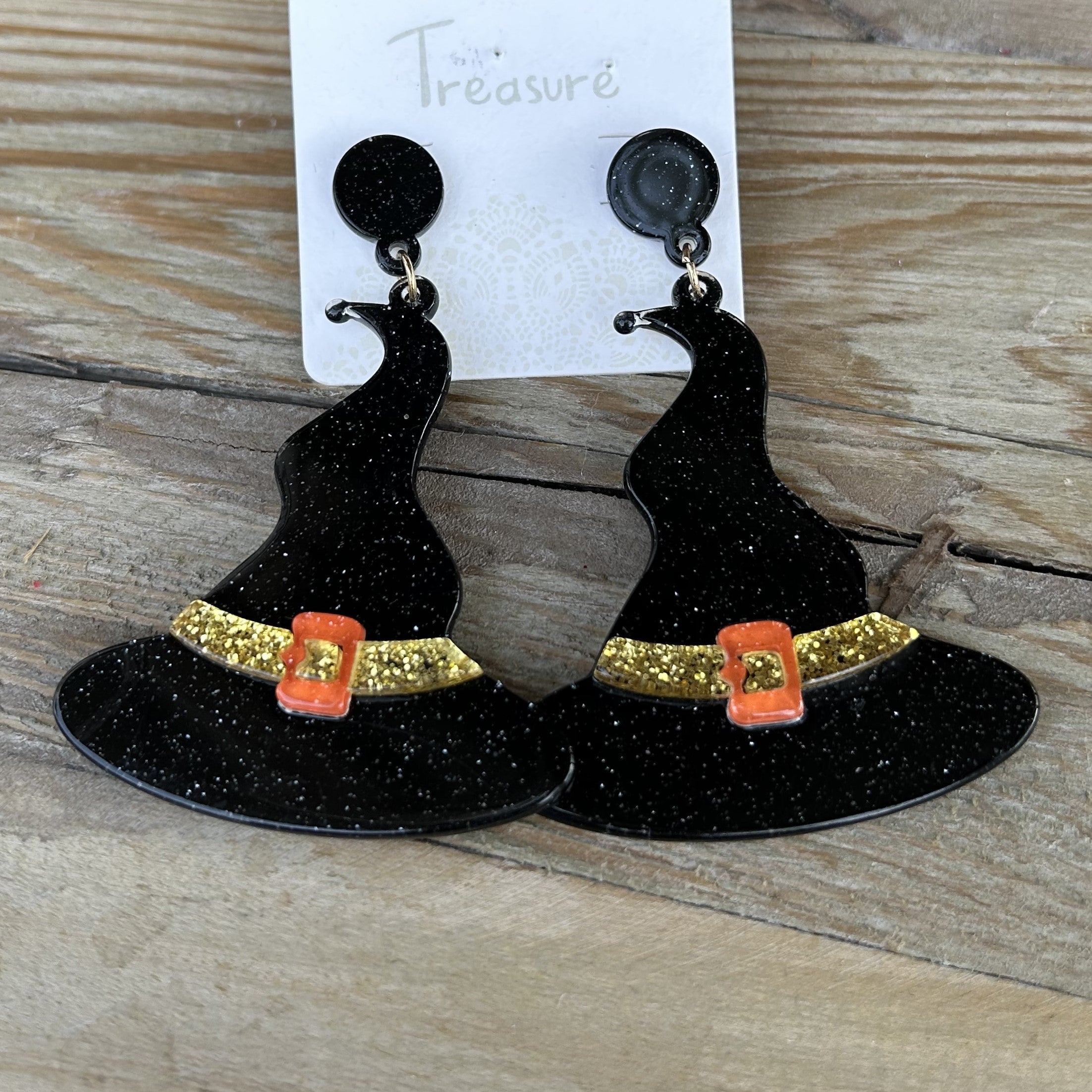Witch Hat Beaded/Acrylic Earrings