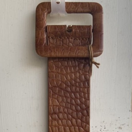 Crocodile Print Belt with Rectangle Buckle (5063)