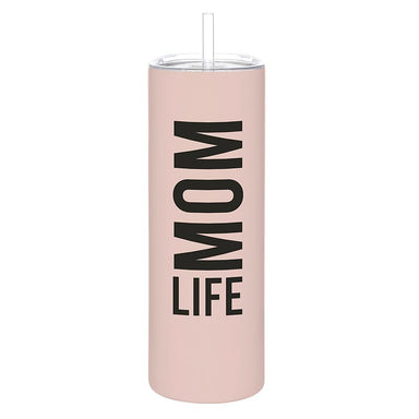 These are perfect for on-the-go! Stainless steel, BPA free plastic tumbler with a press on lid and includes a straw. These are great for moms, sports and travel!   Size:  Mom Life: 8.25"H x 3"Dia / Straw 9.5"L Pickleball: 8.25" H, 20 oz Care Instructions: Hand Wash Only