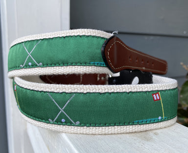 Golf  Ribbon Webbed Leather Belts