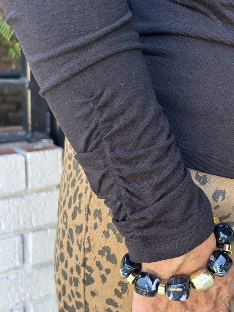 Lightweight Black Turtleneck w/ Seam Detailing