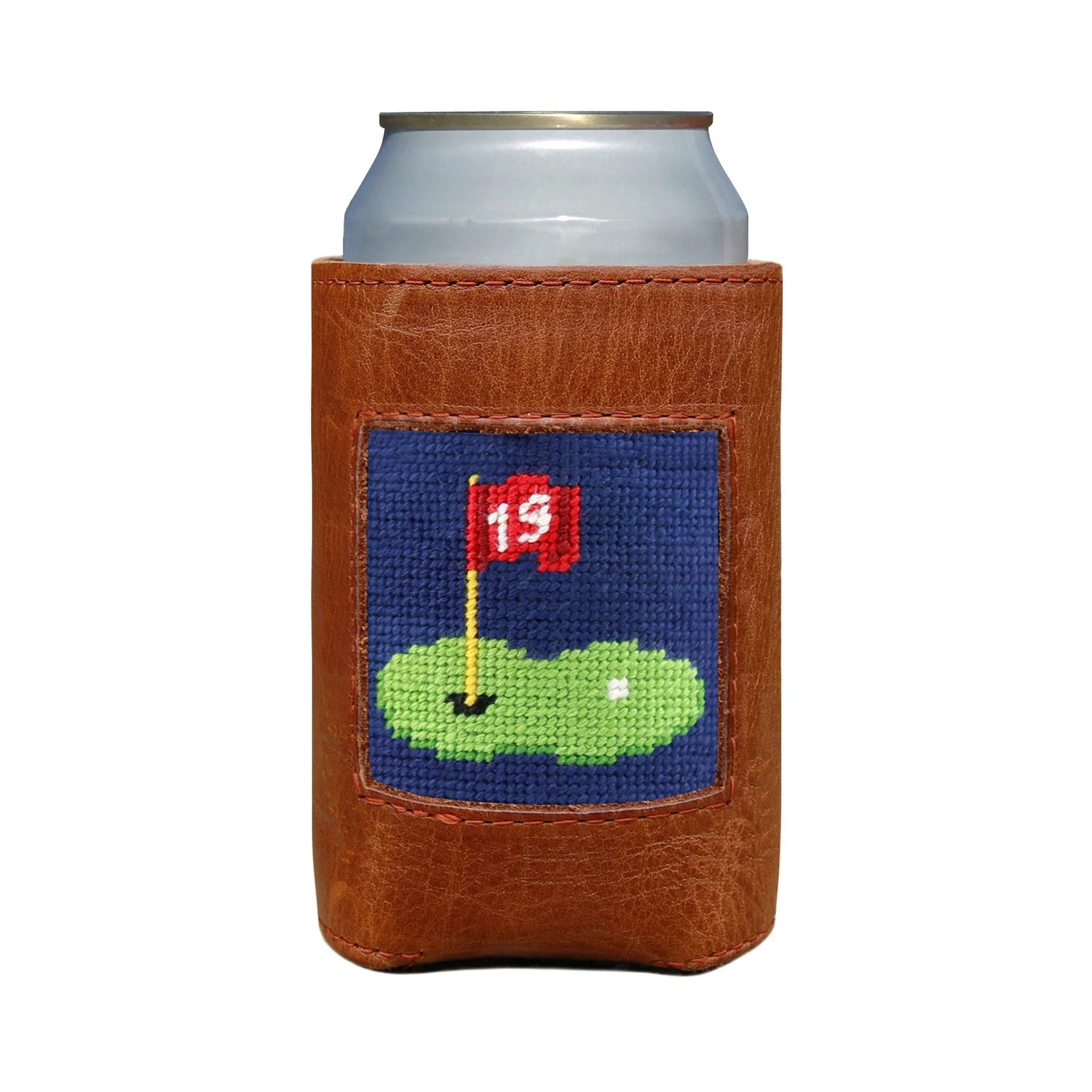 Oiled Can Coolers/Coozie with Needlepoint Face