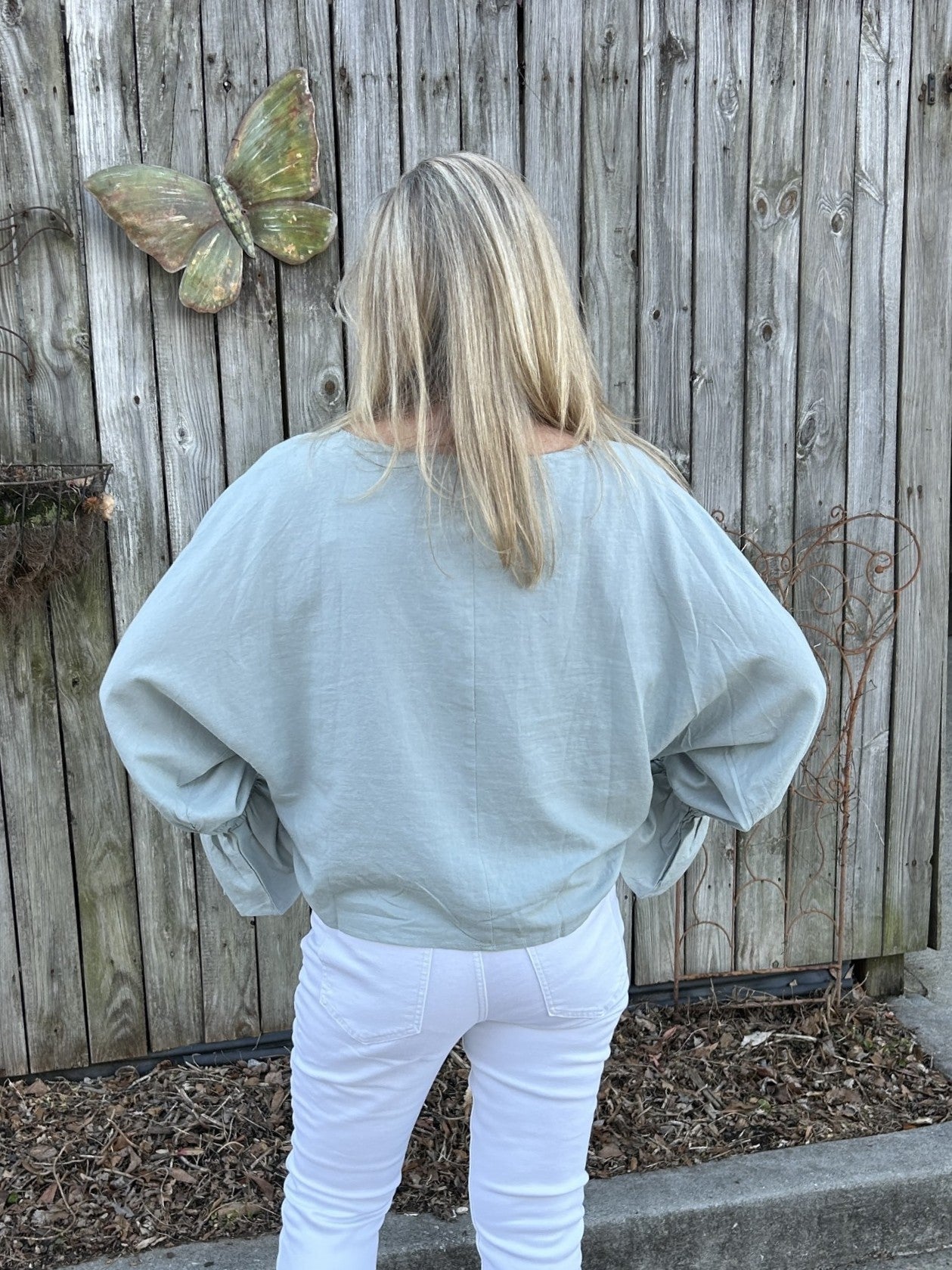 Linen Dolman Sleeve Blouse