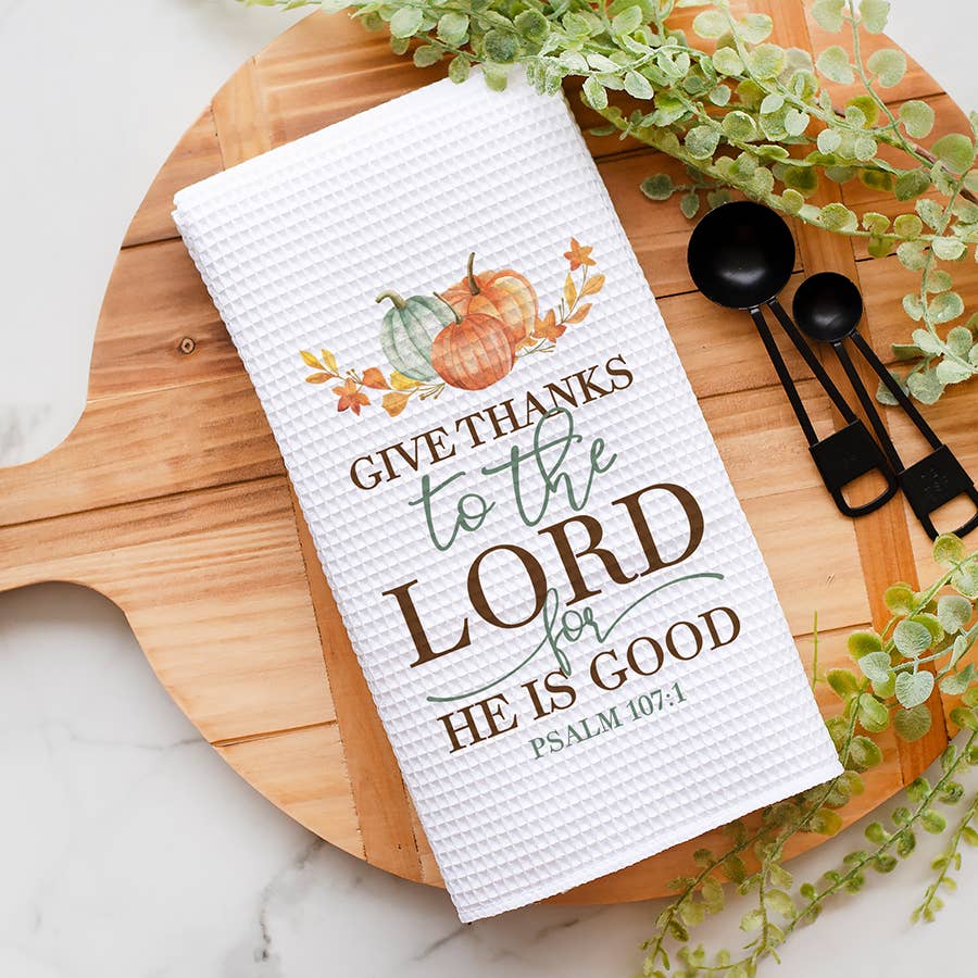 Celebrate the season with the Fall Give Thanks Tea Towel, a perfect addition to your Thanksgiving kitchen decor. Crafted with a waffle weave, this towel offers exceptional absorbency and quick drying, making it both functional and stylish. Its warm, festive design adds a cozy touch to your home and makes a thoughtful gift for friends and family.

Size: 16" x 24"

Material: 80% Polyester / 20% Polyamide