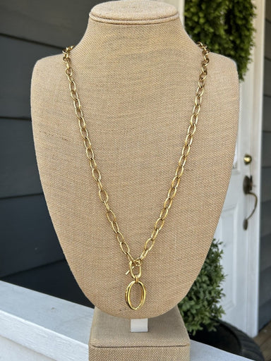 This long necklace pairs an understated oval pendant with practical elegance. The adjustable T-bar closure gives you complete control over fit and drape, while it can be worn casual or formal. Layer it, or wear it solo to anchor your look—a foundational piece.

Approximate Length: 32-34"

Note: Silver N' Accessories jewelry is brass and stainless steel with rhodium and 18 KT gold plated. It's water resistant and anti tarnish, but it's recommended not to wear it in the ocean or pool.