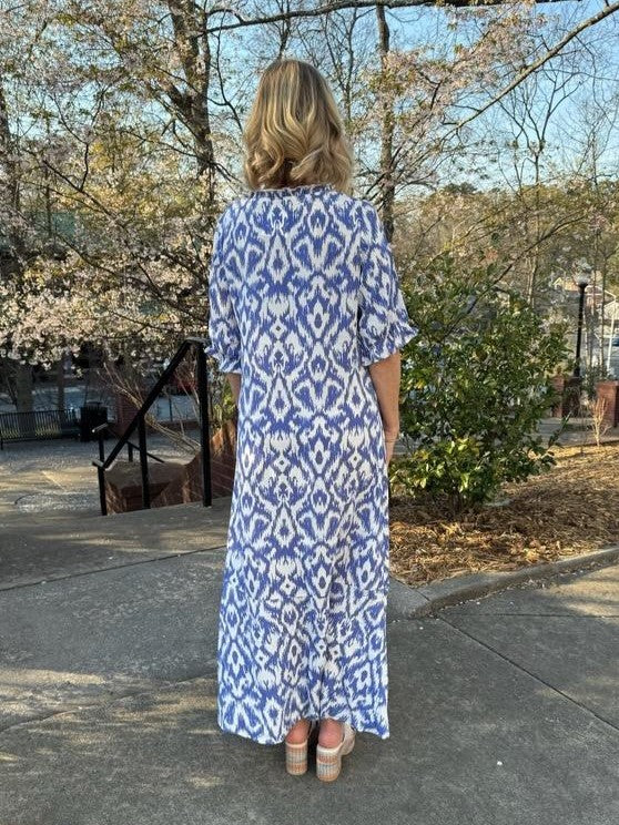 Remy V-Neck Casual Geometric Print Maxi Dress