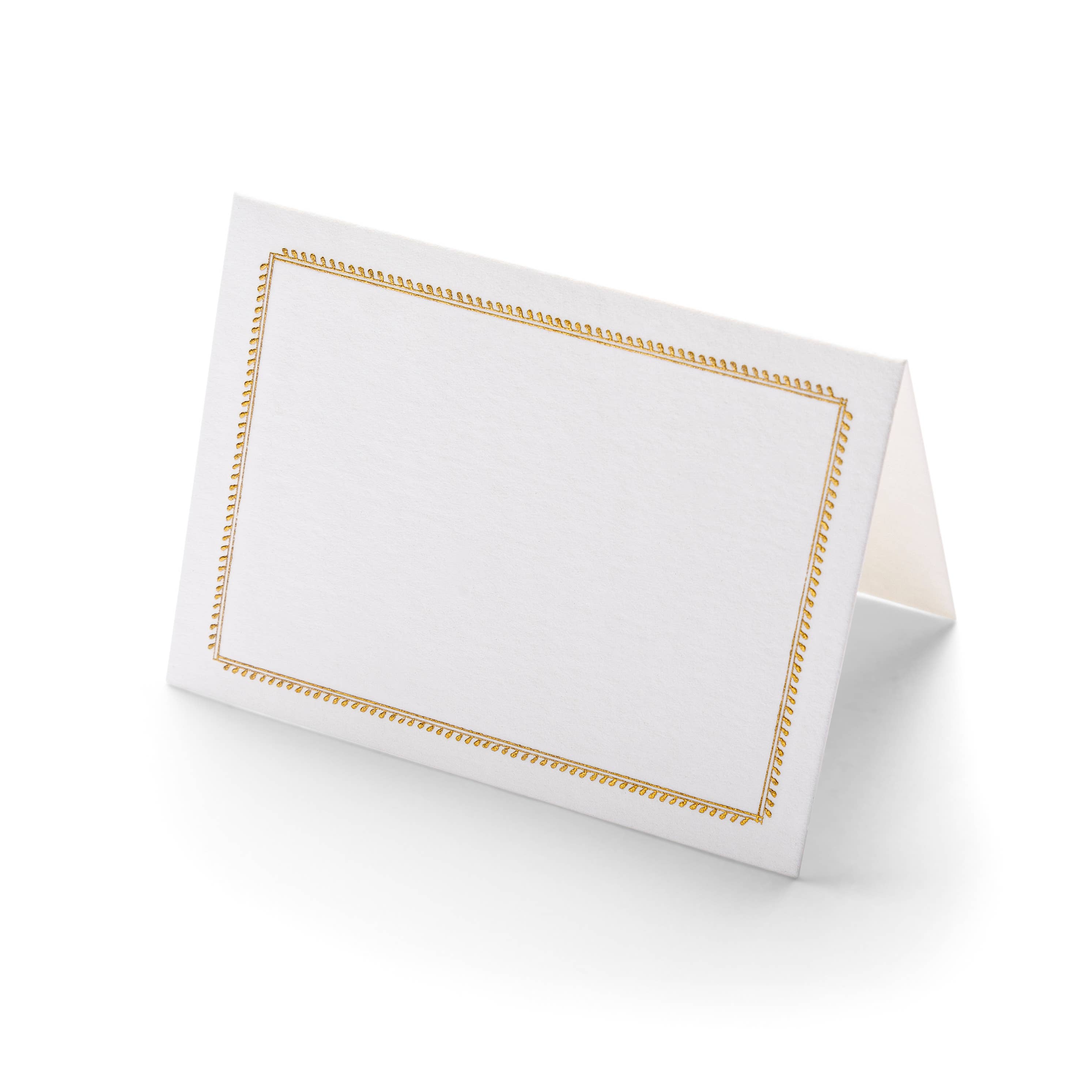 Folded Place Cards | Gold Border