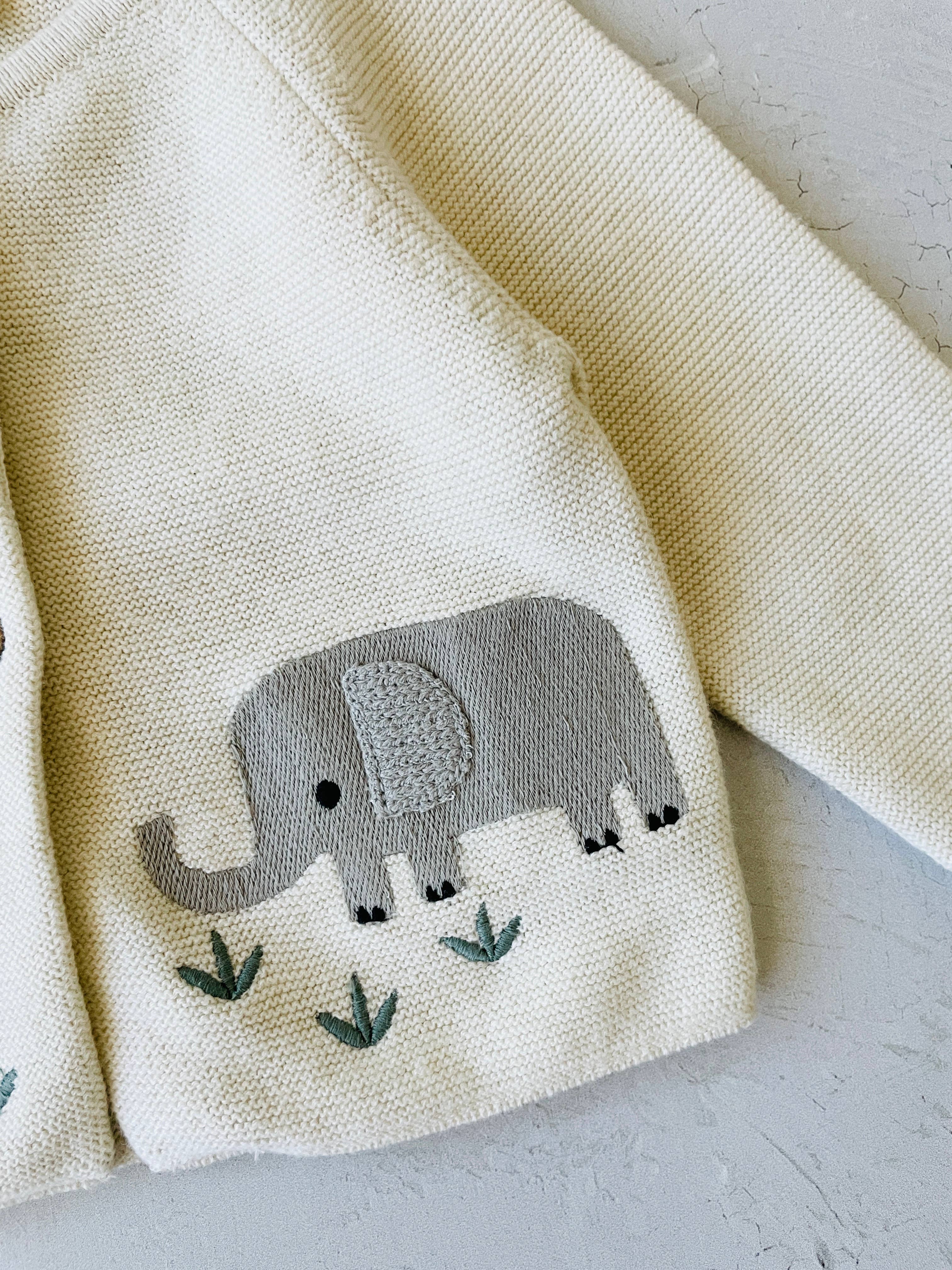 Animal Safari Embroidered Baby Cardigan Sweater