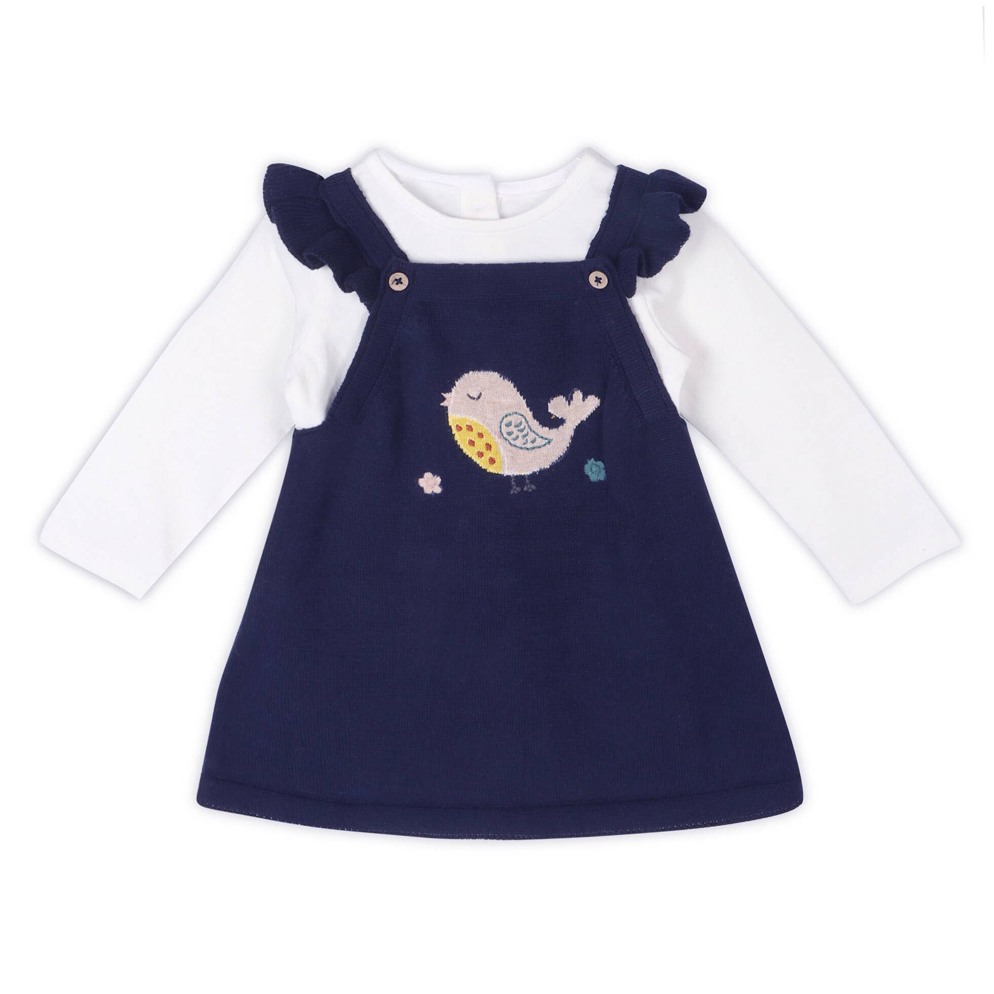 navy blue dress with white birds Brenda Navy Blue Bird Print Dress