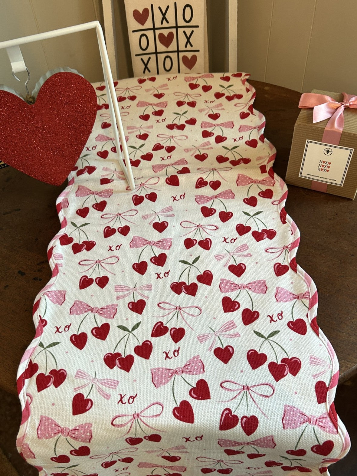 Heart, Bow & XO Reversible Table Runner