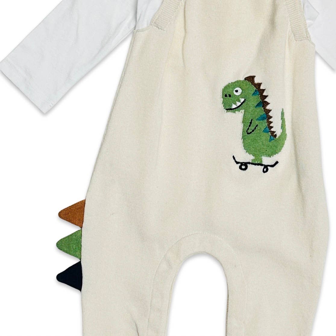 Dino Jacquard Knit Baby Overall Set