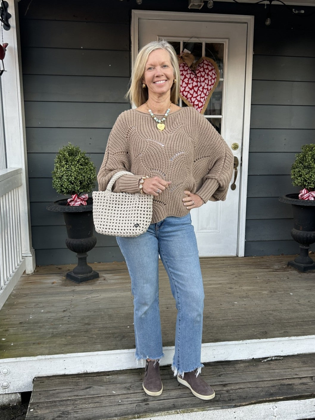 Crocheted Dolman Sleeve Sweater