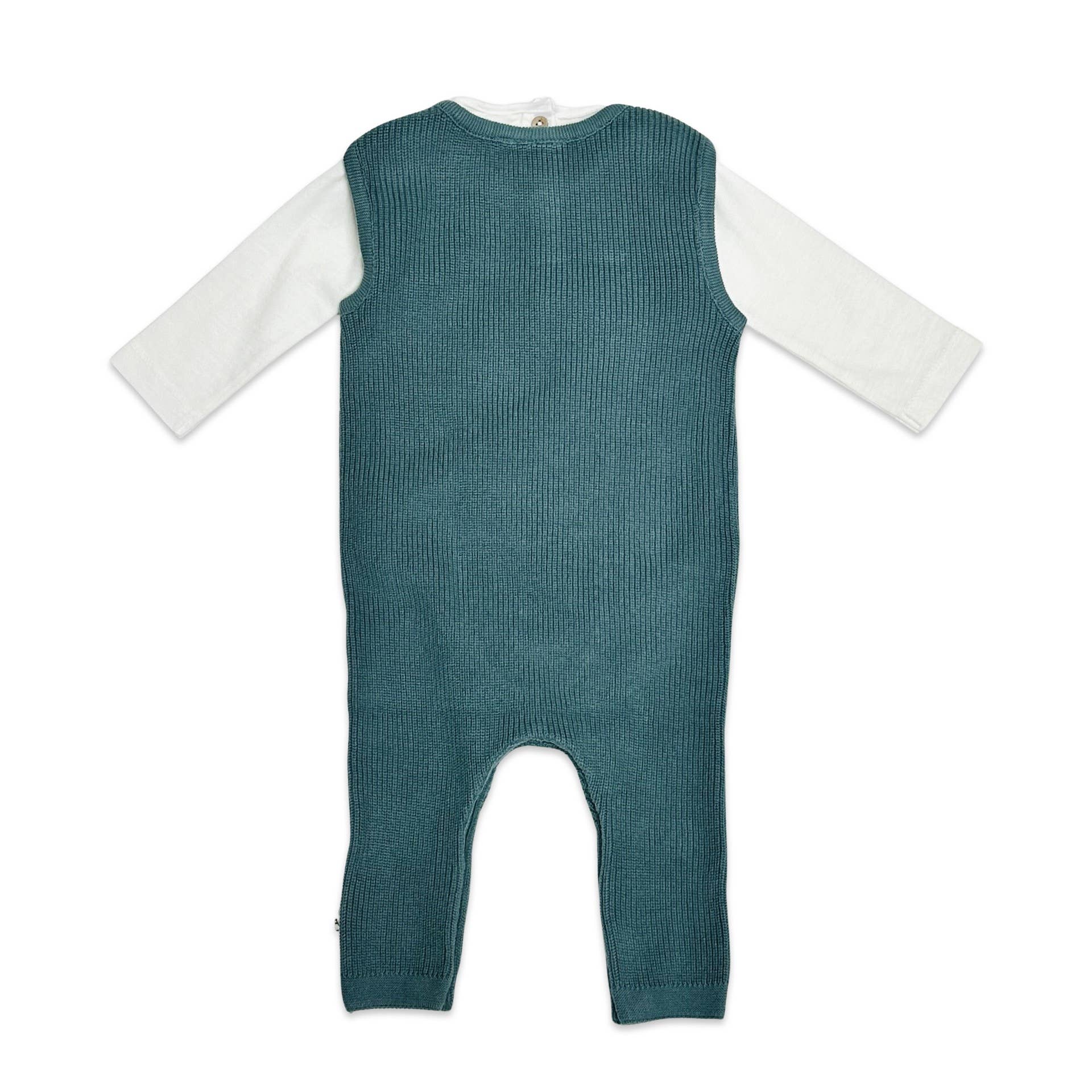 Elephant Embroidered Chunky Knit Baby Overall Set