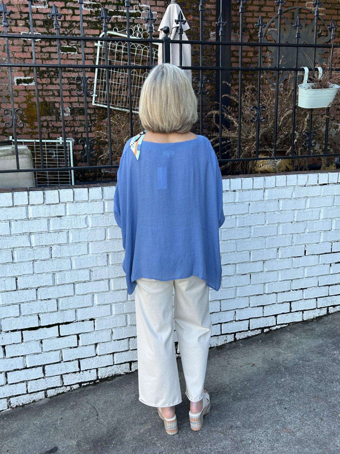 Boat Neck Oversize Top w/ Smocked Cuff Sleeve