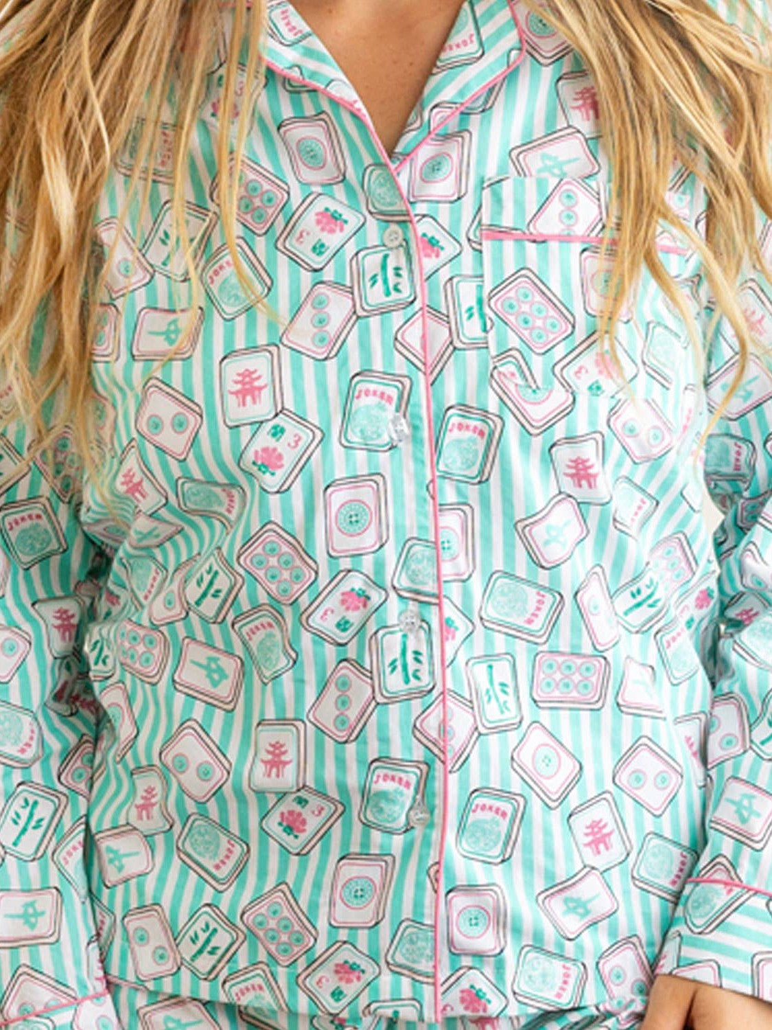 Mahjong Stripe Pajama Set