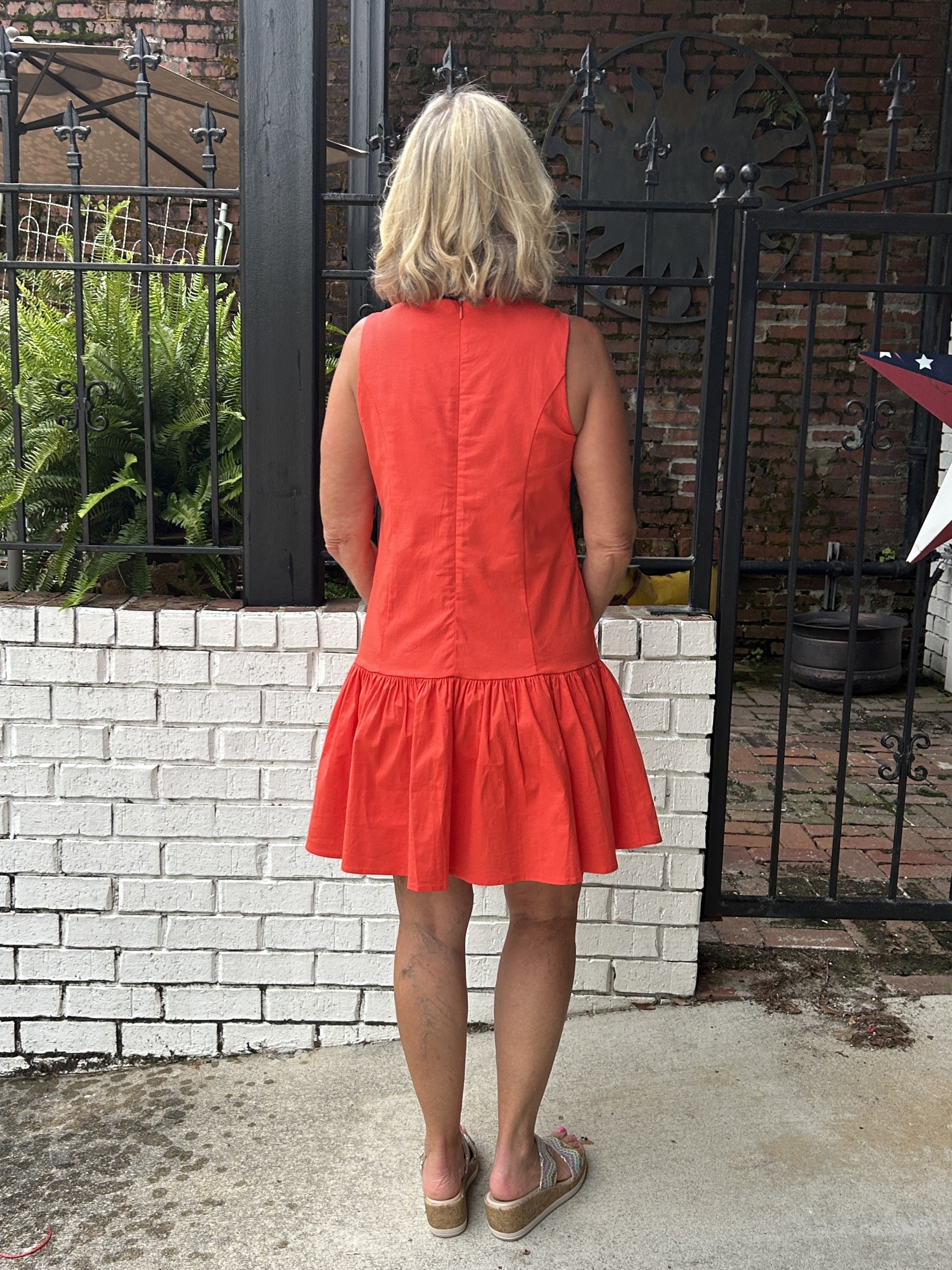 Orange Drop Tier Sleeveless Dress