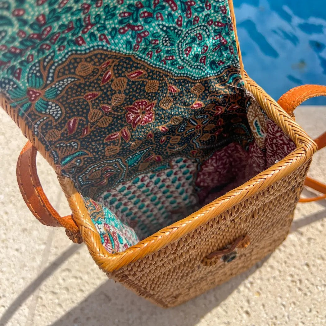 Ata Vine and Rattan Cross Body Cell Phone Purse