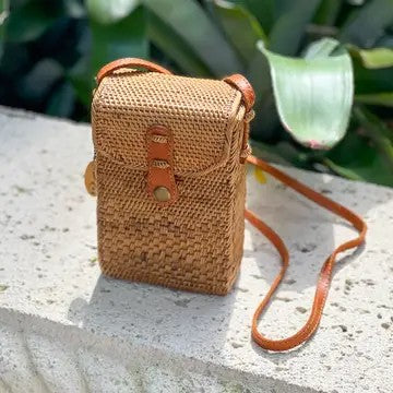 Ata Vine and Rattan Cross Body Cell Phone Purse