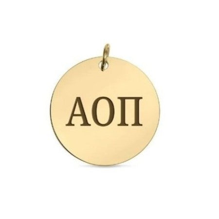 Sorority Gold Small Bead Stretch Bracelet w/ Disc Charm