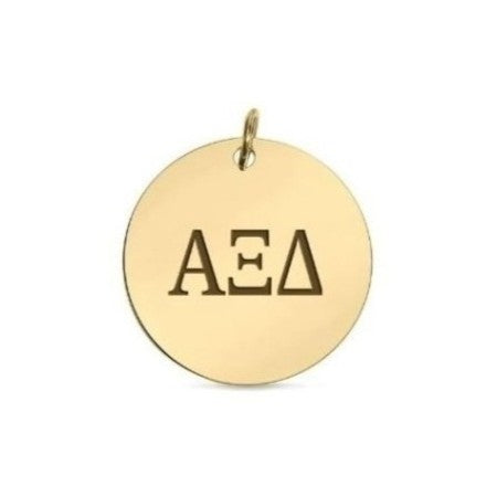 Sorority Gold Small Bead Stretch Bracelet w/ Disc Charm