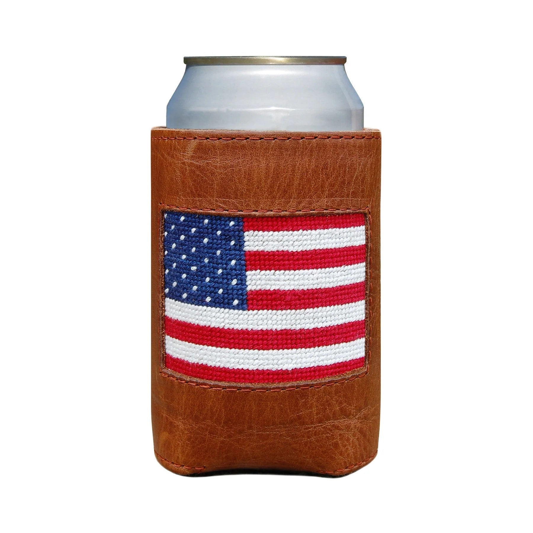 Oiled Can Coolers/Coozie with Needlepoint Face