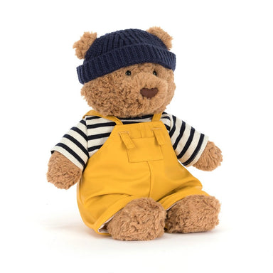 Bartholomew Bear is ready for adventure on the high seas! When Bashful Bunny invited him on a boat trip, he knew he needed the perfect outfit. His cousin Leola Bear came through with this smart seafarer ensemble that has him feeling completely ship-shape and looking every bit the seasoned sailor. "I don't know how good he'll be at hauling anchors, but he certainly looks the part," Bashful Bunny agrees. Now Bartholomew is tapping his toes to sea shanties and eager to welcome you aboard. Set sail with style a