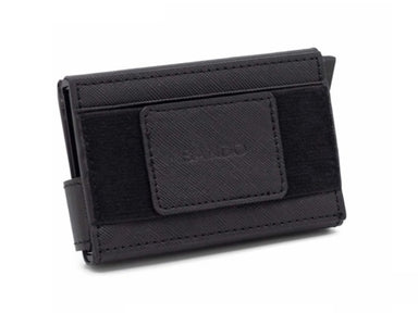 Slim Utility Wallet combines form and function with a durable, weatherproof canvas construction that withstands daily use. The magnetic security latch and silicone-grip cash band keep your essentials secure, while the quickdraw ejection port gives you instant access to your 5 most-used cards. Store up to 8 cards plus bills across 2 front slots and 1 hidden back slot—all without the bulk. Minimal design, maximum utility.

Material: Weatherproof Saffiano canvas

Approximate dimensions: 4.25 x 2.5 x 0.8