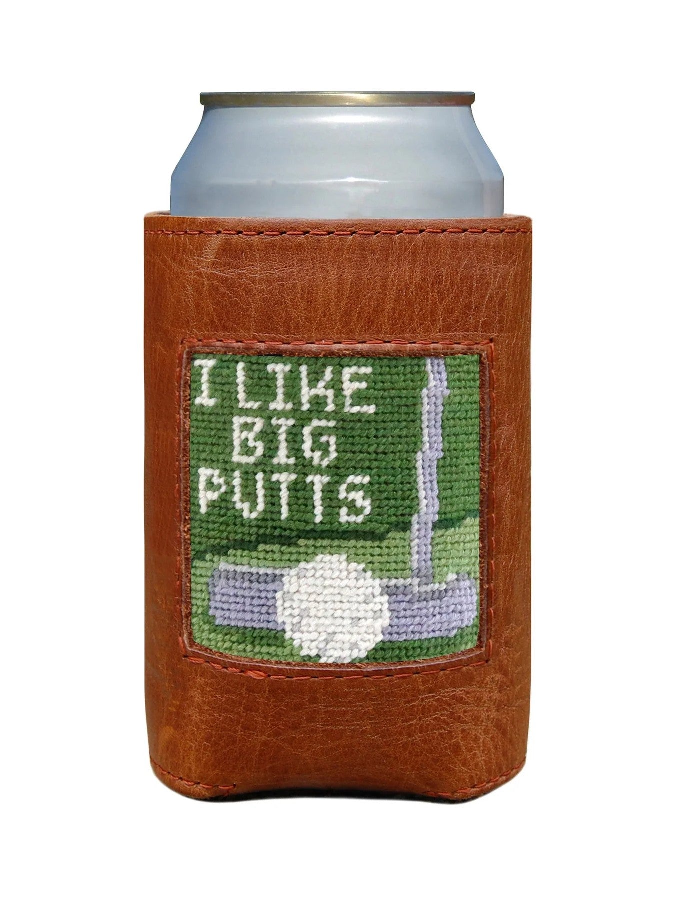 Oiled Can Coolers/Coozie with Needlepoint Face