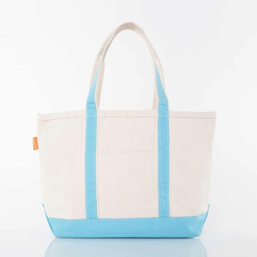 <p>A classic tote made of high quality 18 ounce canvas. You will love using this tote for everyday use or for weekend trips as it's a medium size.&nbsp;</p> <p>This tote&nbsp;can also be monogramed for a personal touch.&nbsp;</p> <p>Additional Features:</p> <div class="value"> <ul> <li class="underline" id="features-0">12" H x 18" W x 5.5" D</li> </ul> </div> <div class="value"> <ul> <li class="" id="">1.85 lbs</li> </ul> </div> <div class="value"> <ul> <li class="underline" id="features-1">Top zip closure