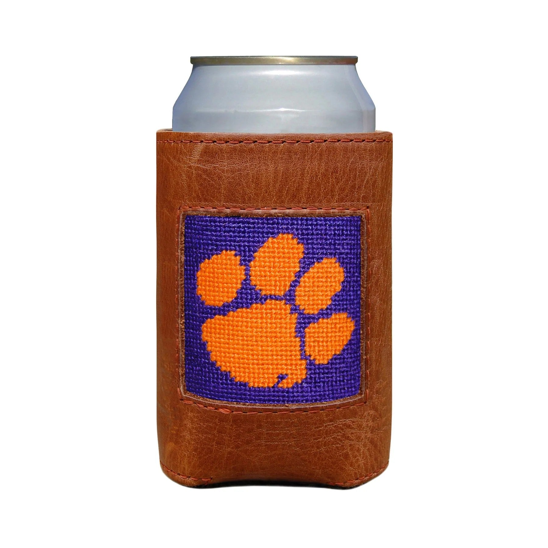 Oiled Can Coolers/Coozie with Needlepoint Face