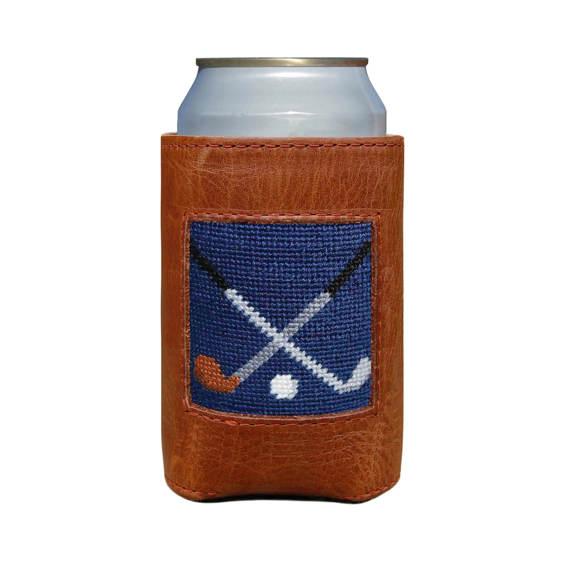 Oiled Can Coolers/Coozie with Needlepoint Face