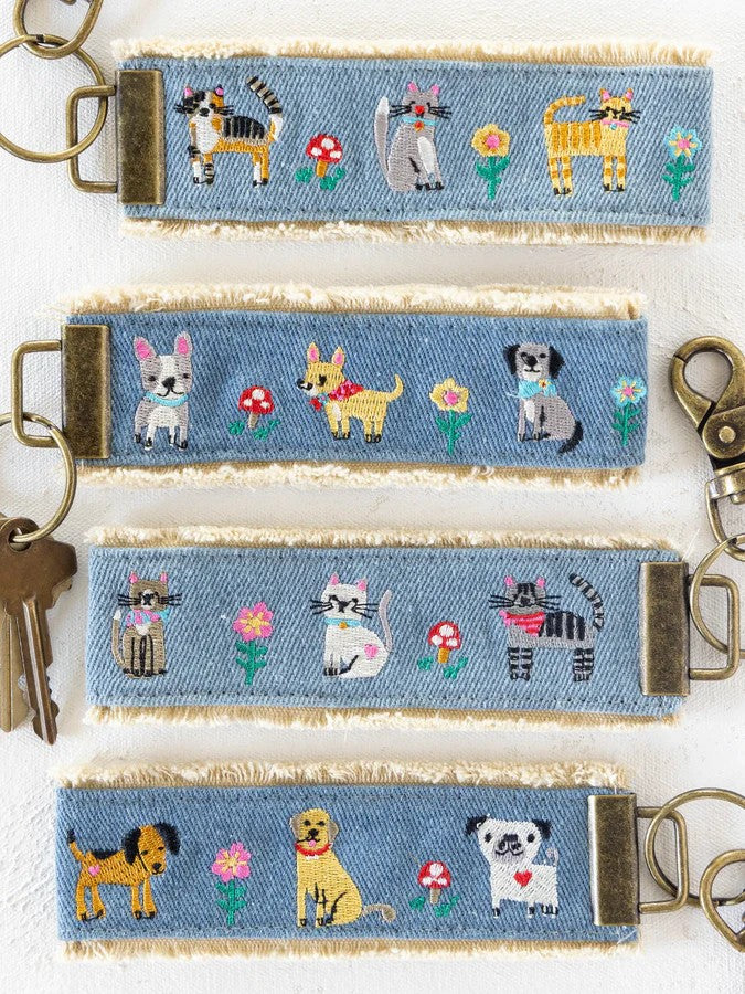 Cat & Dog Embroidered Key Fobs