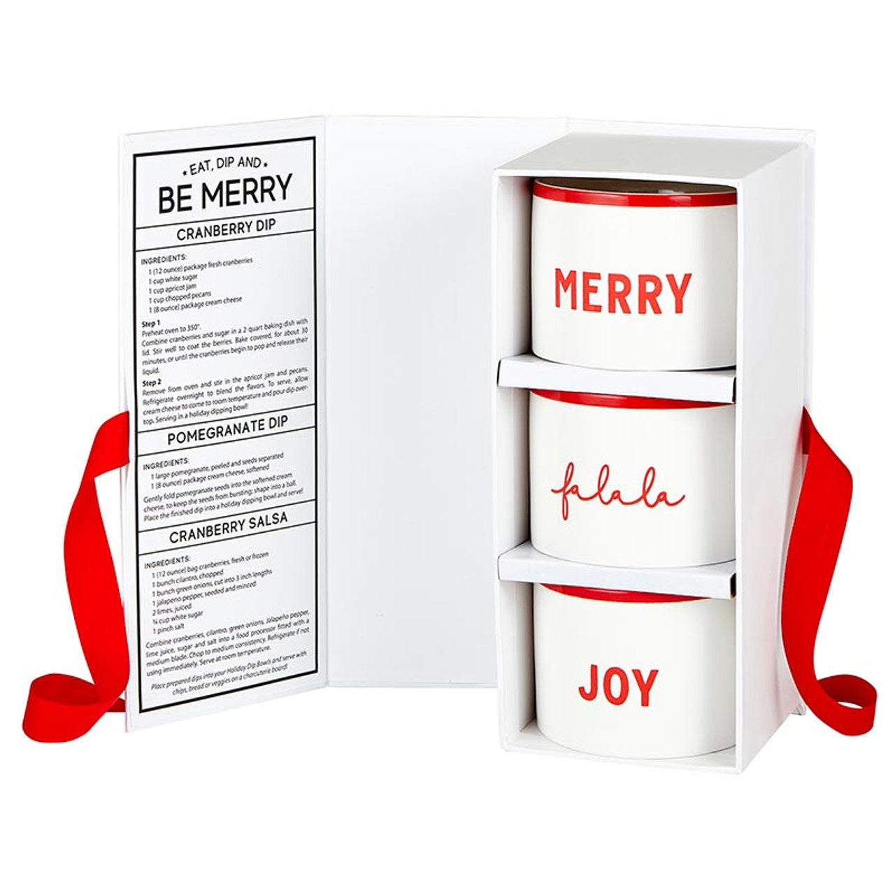 Red Holiday Dip Bowls Book Box - Eat Dip and Be Merry