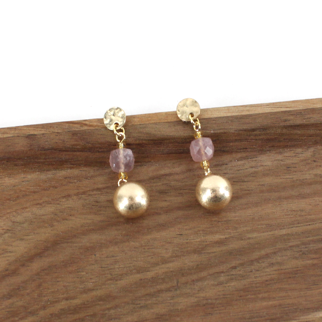 Semi Precious Stone Dangle Earrings