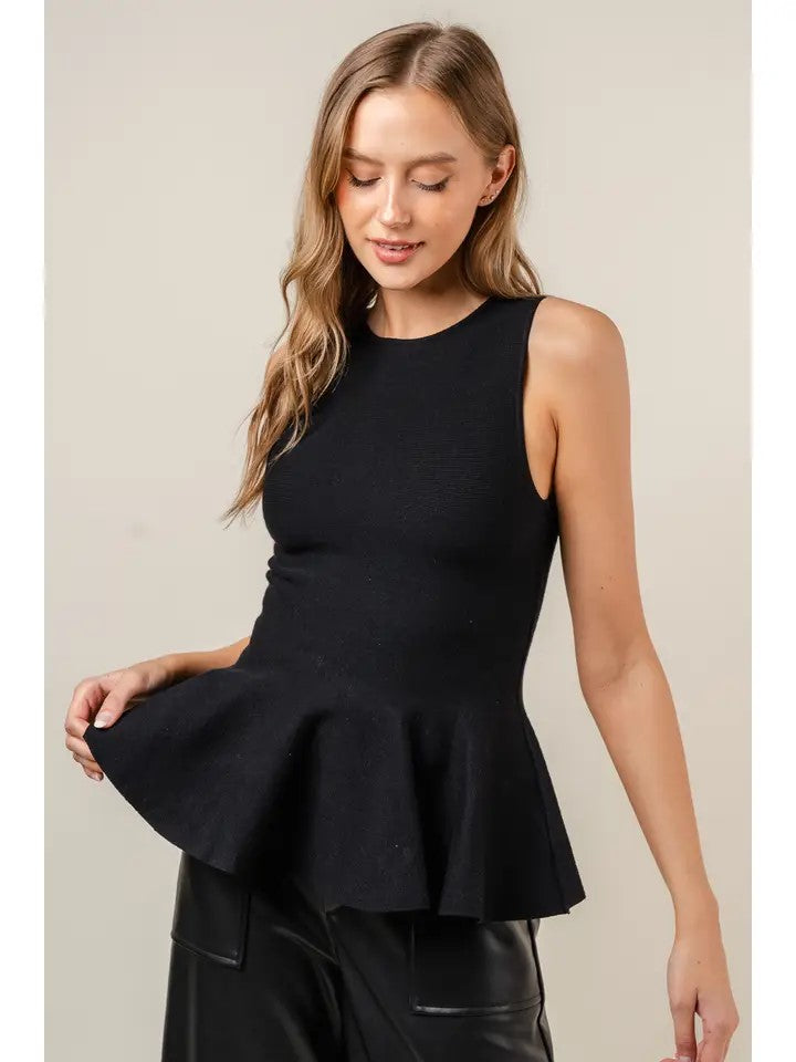 Sleeveless Knit Peplum Top