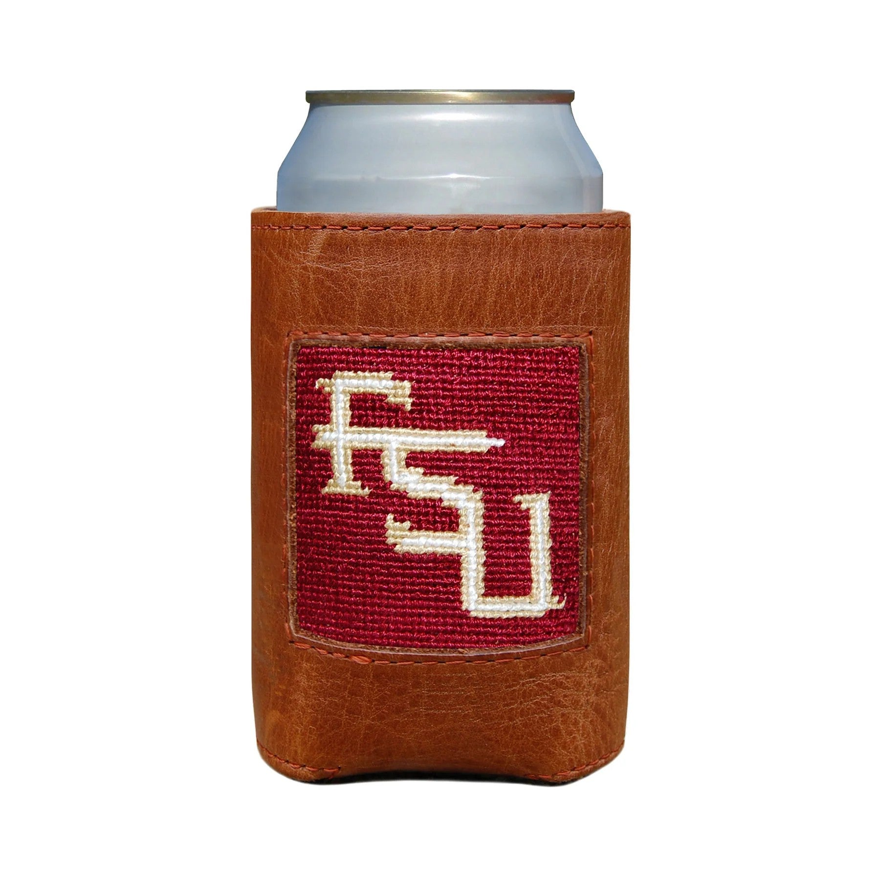 Oiled Can Coolers/Coozie with Needlepoint Face