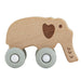This Elephant Silicone Toy/Teether is perfect for teething babies! Its natural wood elephant and stimulating silicone wheels provide tactile sensations that soothe and comfort babies, helping them get through the challenging teething stages. Give your child the gift of safety and comfort!  Dimensions: 2.75"H x 3.75"W  Care Instructions: Hand wash only
