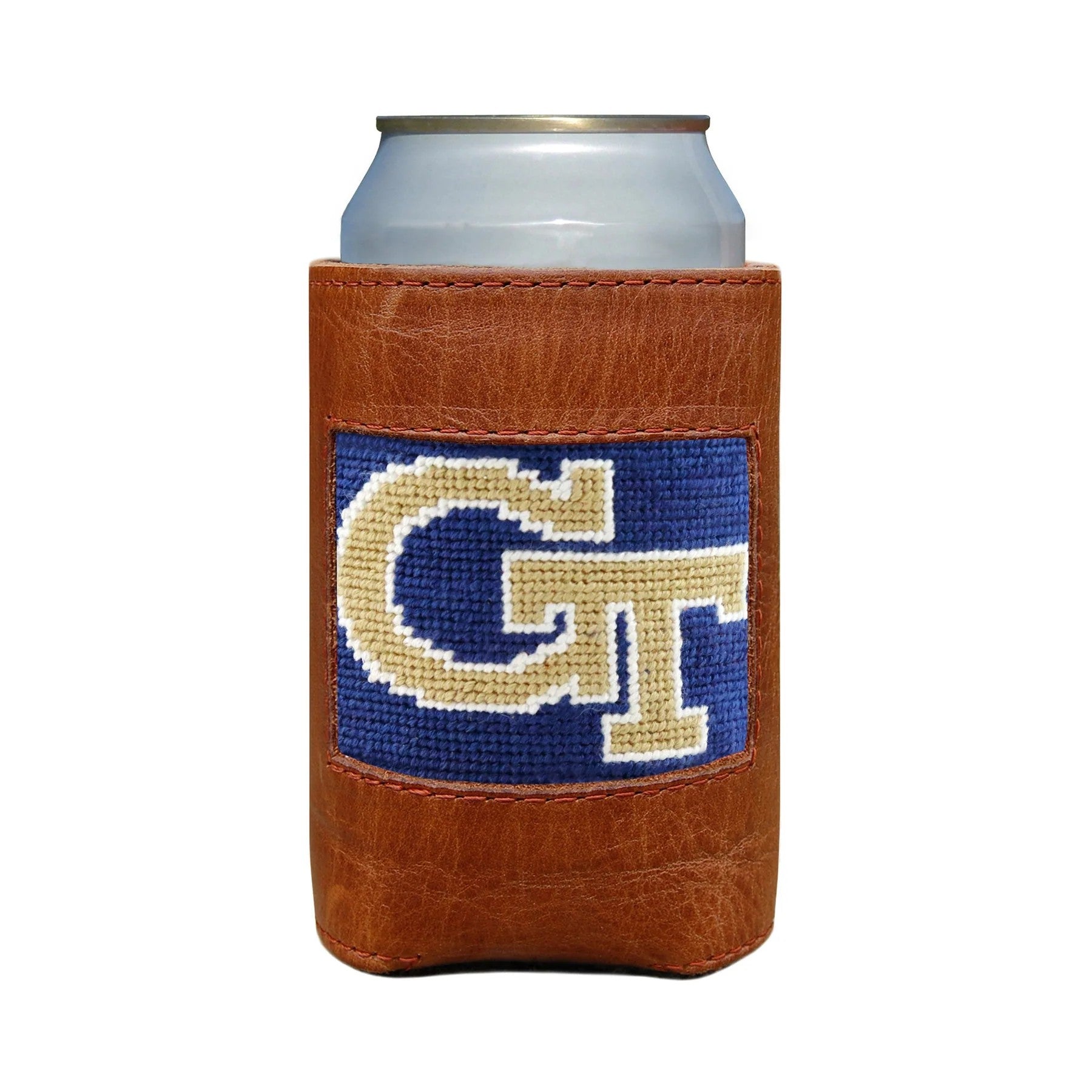 Oiled Can Coolers/Coozie with Needlepoint Face