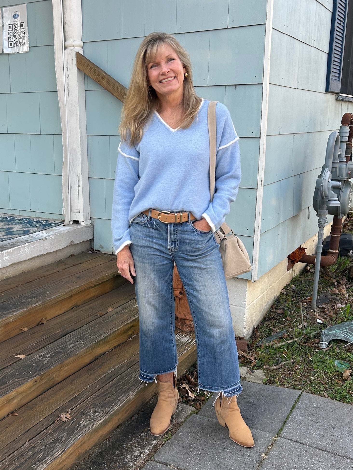 V-Neck Sweater with Contrasting Trim