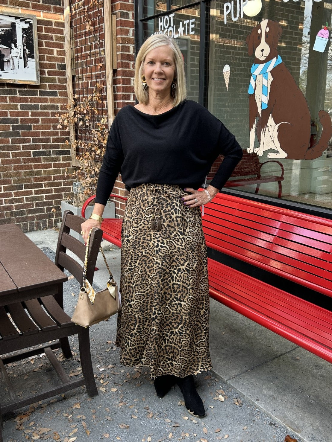 Feel effortlessly elegant in our Cheetah Print Maxi Skirt! Featuring a stunning black &amp; brown cheetah design, this skirt is perfect for any occasion. The elastic back waist and drawstring front ensure a comfortable and flattering fit, while the flowy silhouette adds a touch of sophistication.&nbsp;

Material: 100% Polyester

Care Instructions: Hand wash cold. Line dry.