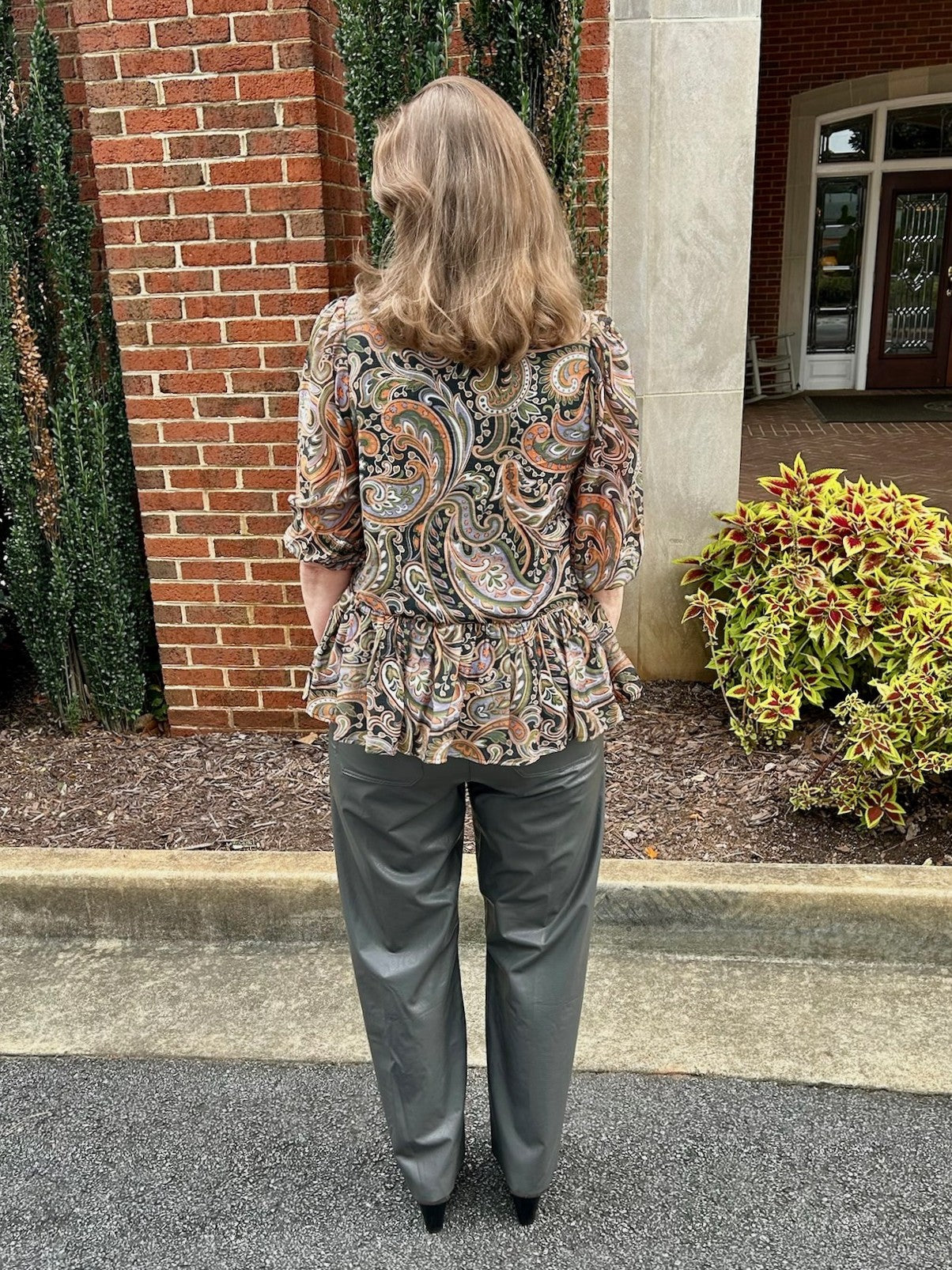 Paisley Print Top w/ Tassel Tie
