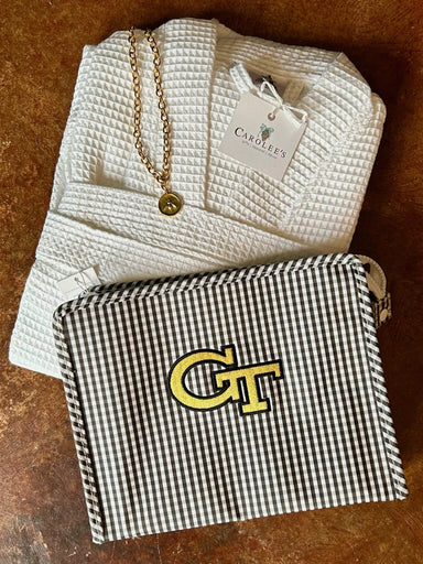 Organize in style with our Large Roadie Zip Pouch—a bestselling favorite crafted from durable cotton with an eco-friendly matte coating. The wider snap-open zip tabs make access effortless, while the interior slip pocket keeps essentials secure. Water-resistant and versatile. It's perfect for Mahjong tiles &amp; cards, grad gifts, cosmetics, or everyday storage. Available in multiple vibrant colors and designs to match your personality.

Details:

Size: 10.5"L x 8.75"H x 3.5"D
Chunky White Zipper closure
Wa