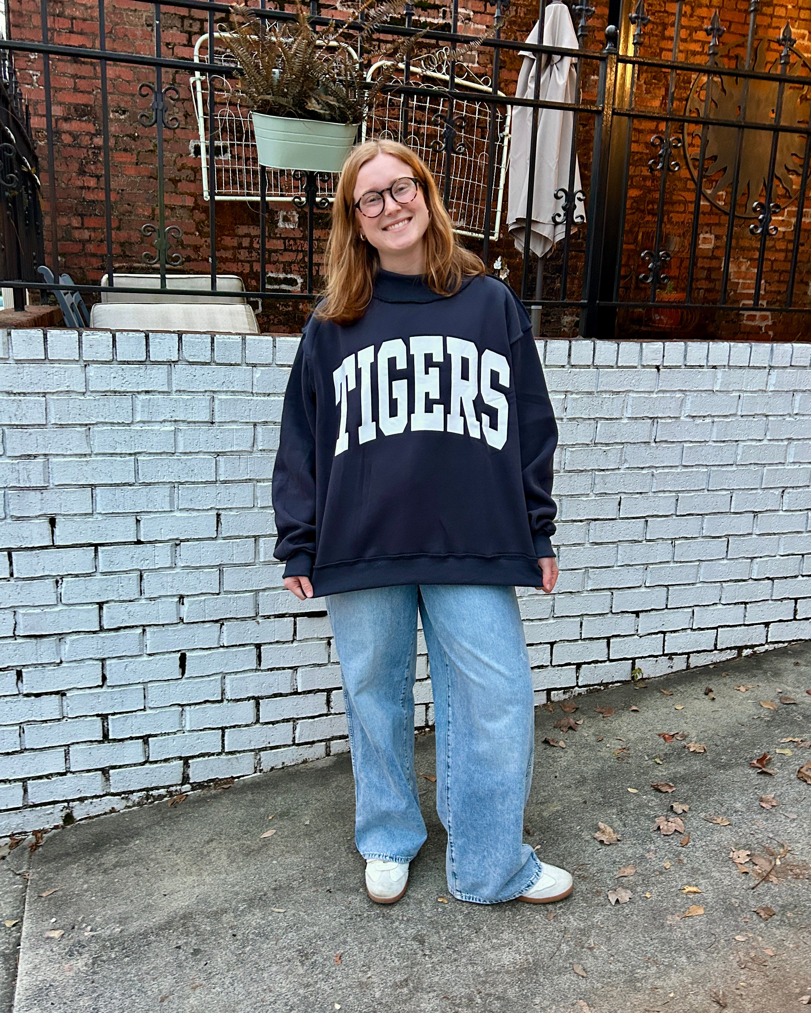 Tigers Navy Blue Mock Neck Reversible Sweatshirt