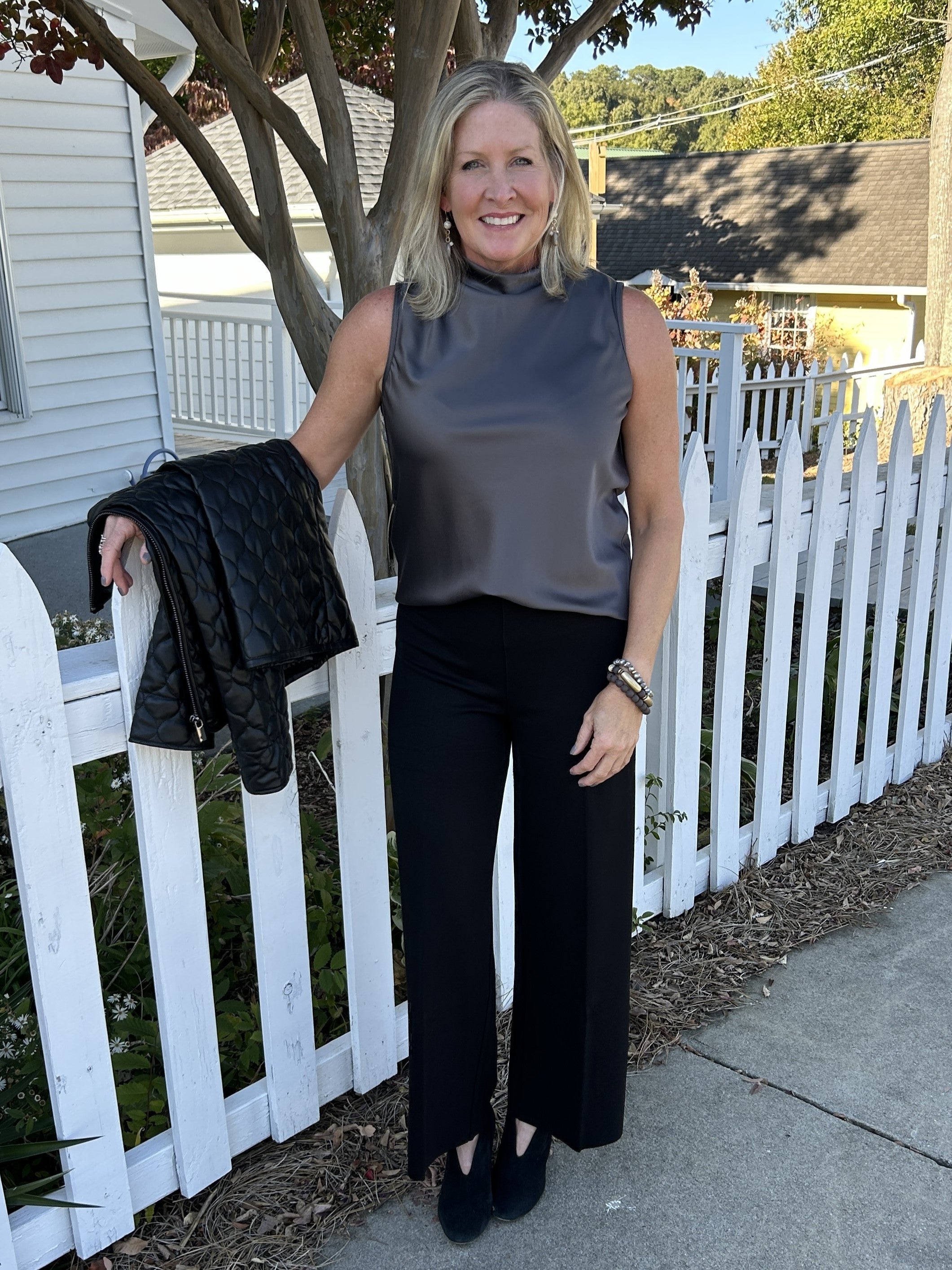 Justine Draped Mock Neck Shell Top