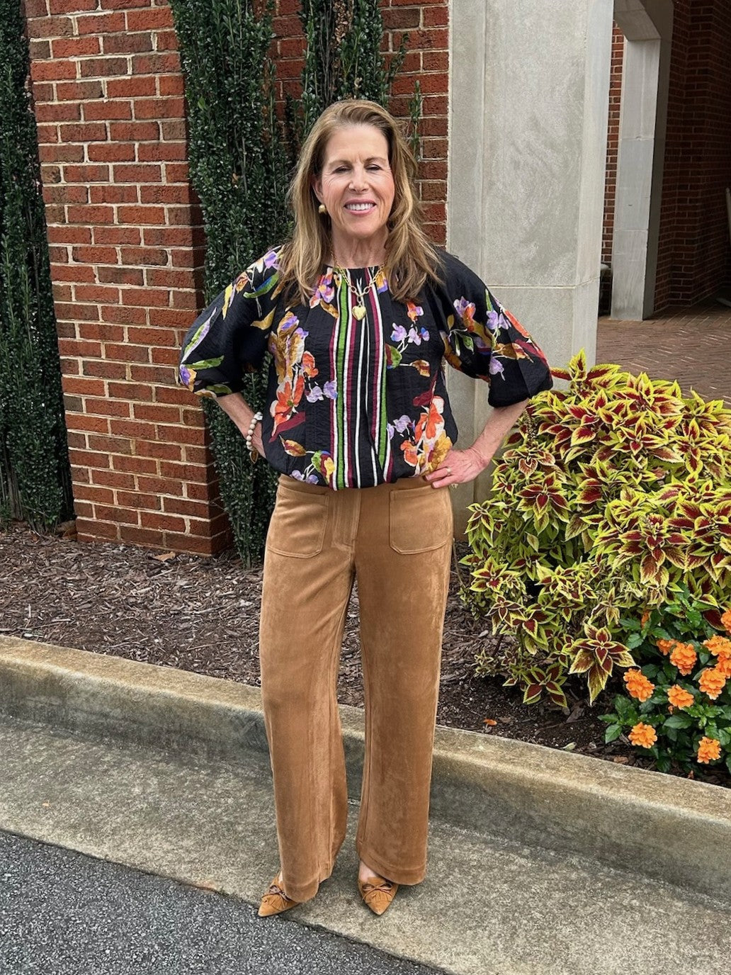 Puffed Sleeve Floral Print Blouse