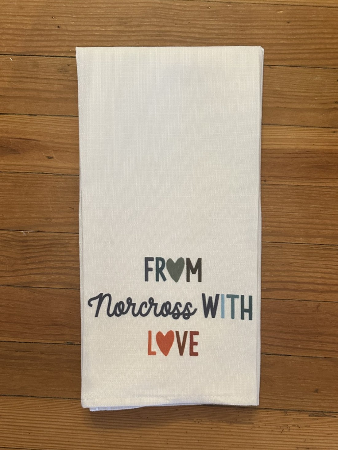 Display your hometown pride with these Norcross Tea Towels.&nbsp; A lovely gift for those who live close by.
