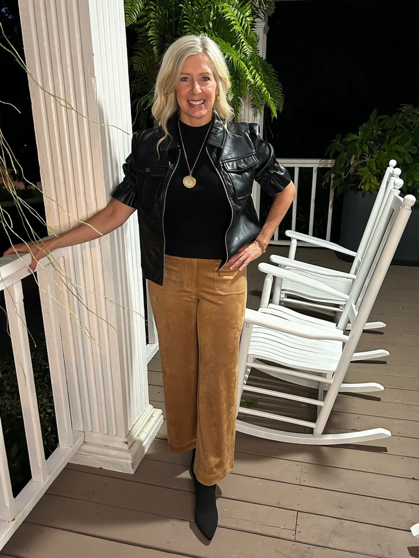 Jennifer Faux Leather Zip Up Top/Jacket