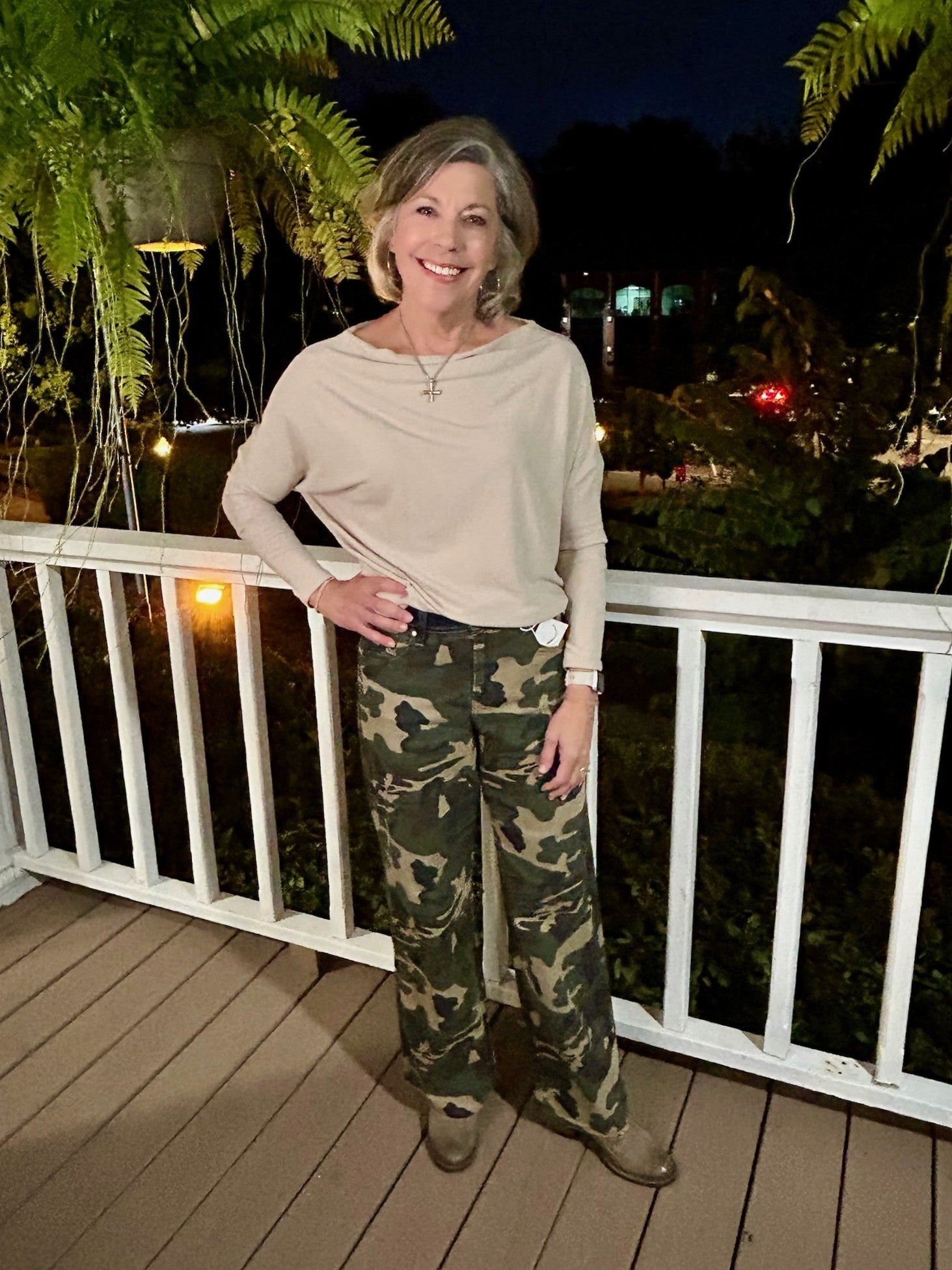 Risen Mid Rise Fit Straight Wide Jeans - Camo