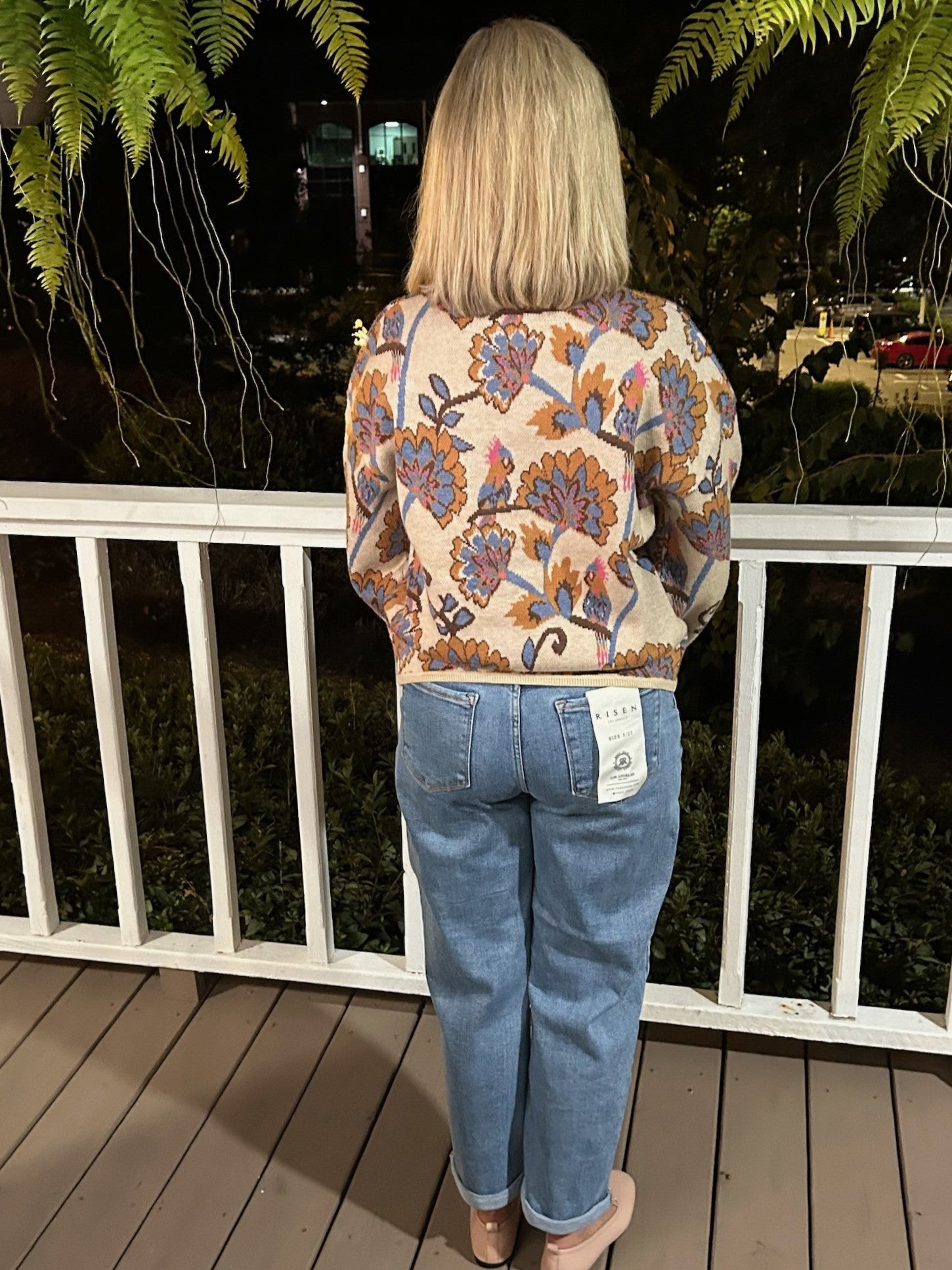 Floral Pattern Button Closure Sweater/Cardigan