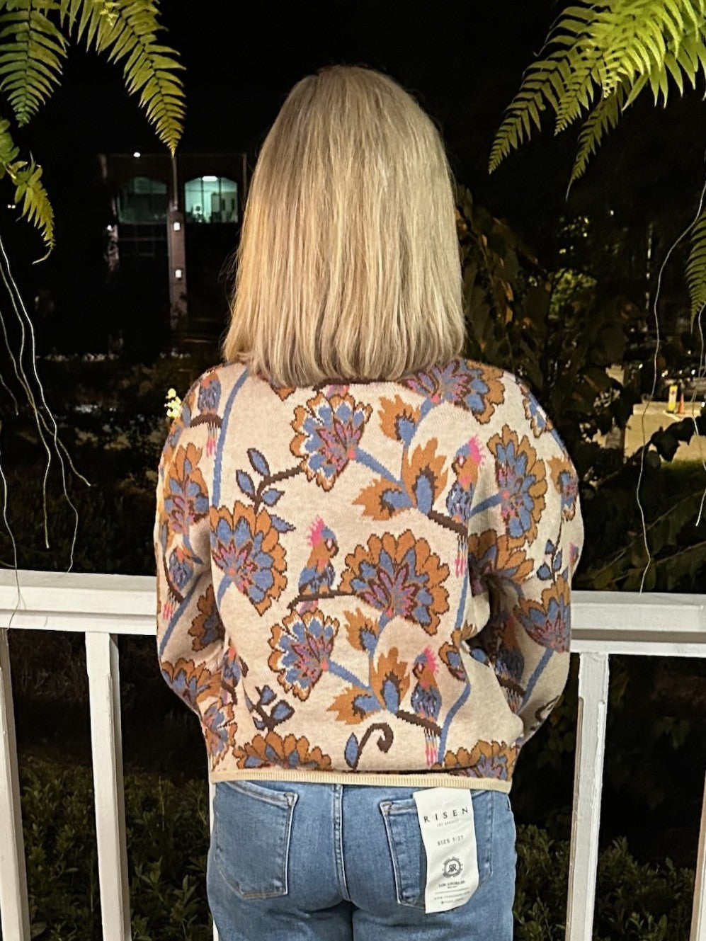 Floral Pattern Button Closure Sweater/Cardigan